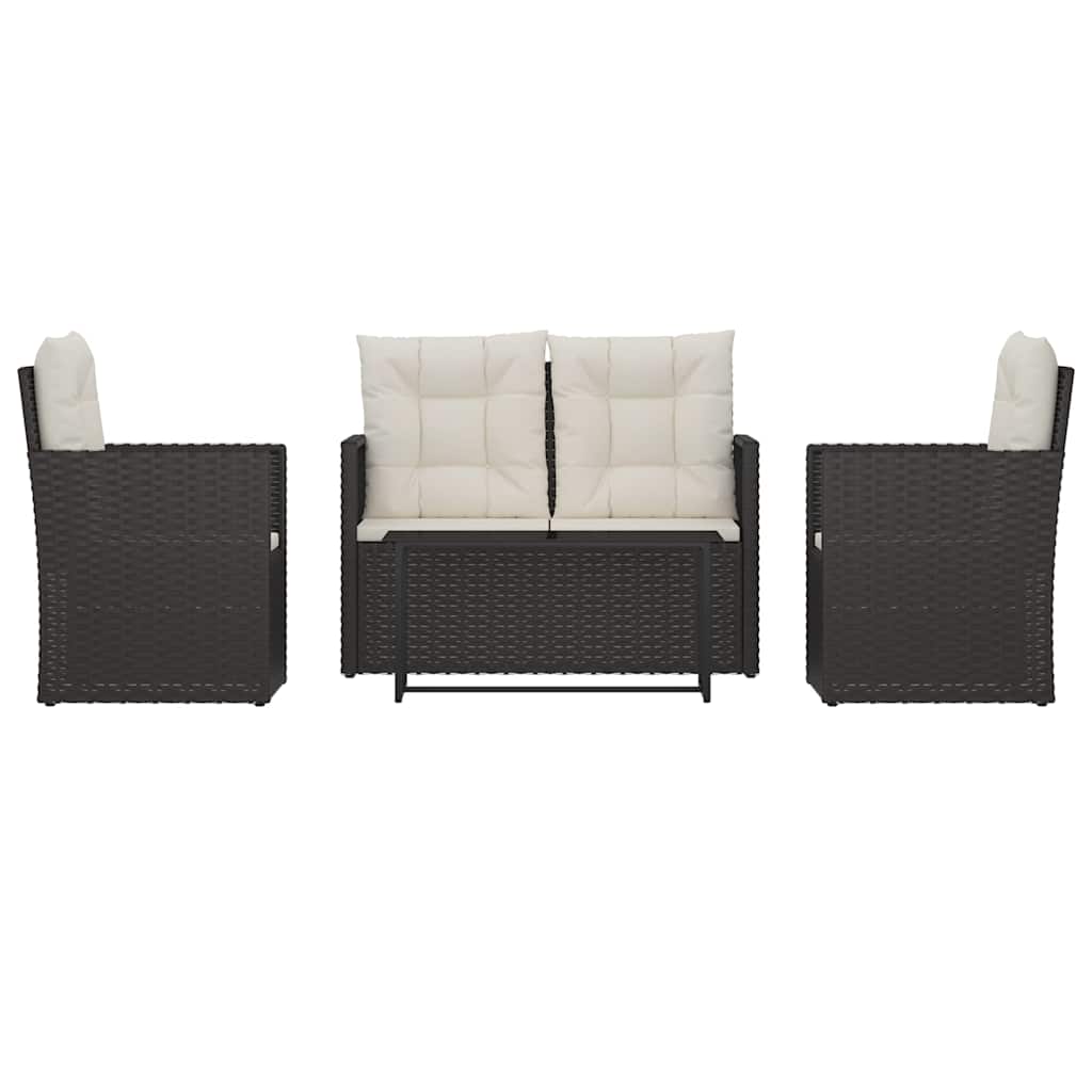 Vidaxl 4-delige loungeset met kussens poly rattan zwart