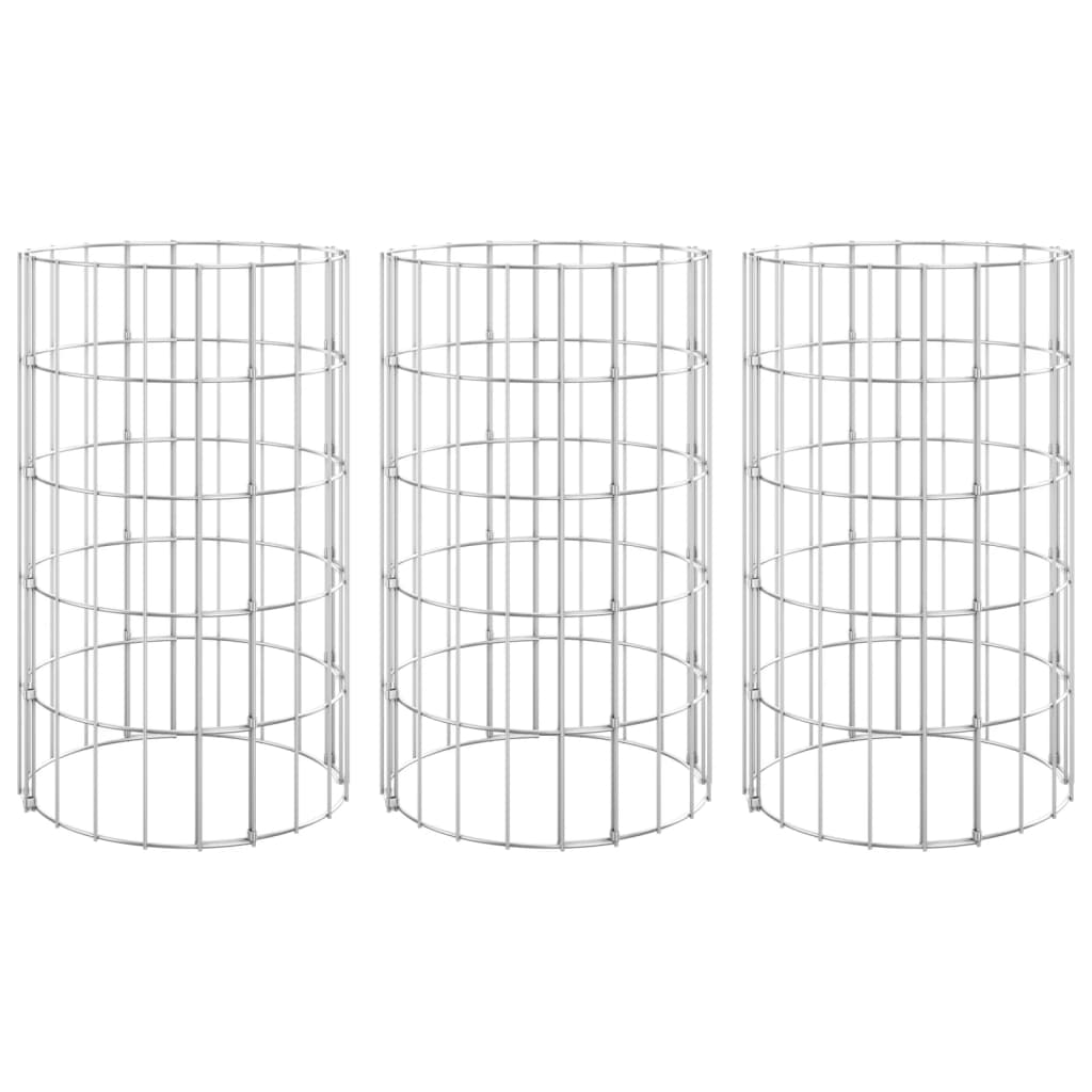 Vidaxx Gabionen-Pflanzgefäße 3 Stück rund erhöht ø30x50 cm Stahl