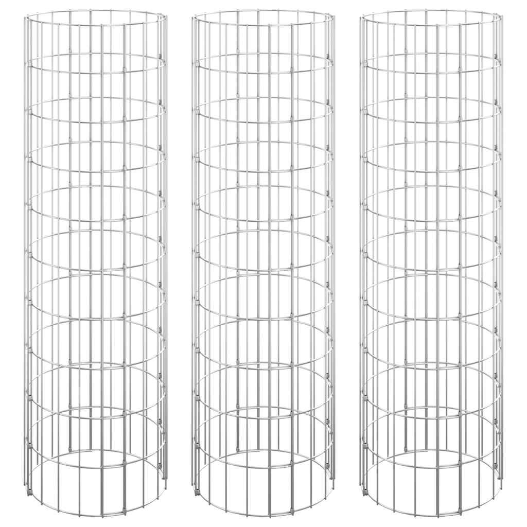 Vidaxl Gabion Pflanzer 3 ST Runde erhöht Ø30x100 cm Stahl