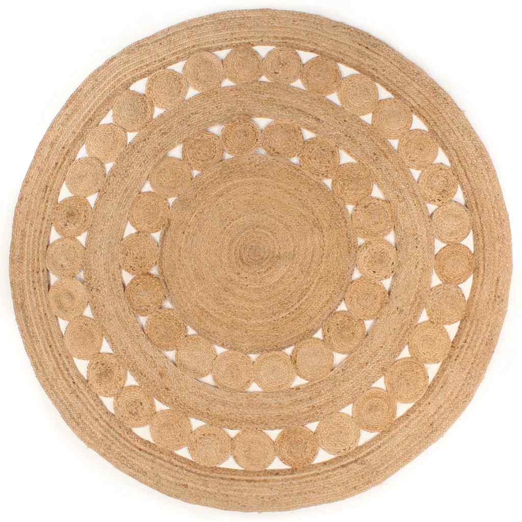 VidaXL-Teppich mit Design rund 240 cm aus gewebter Jute