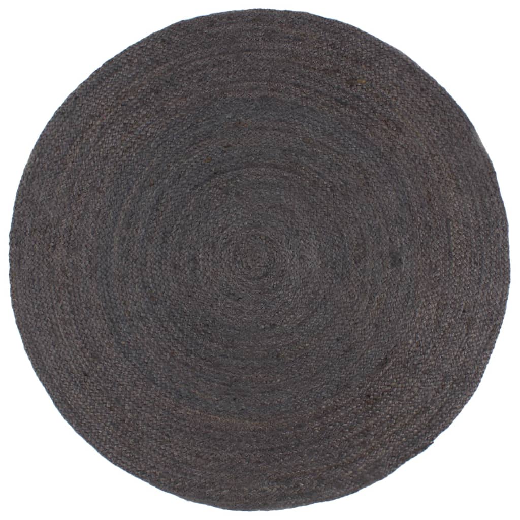 Vidaxl Teppich handgefertigt um 180 cm Jute dunkelgrau