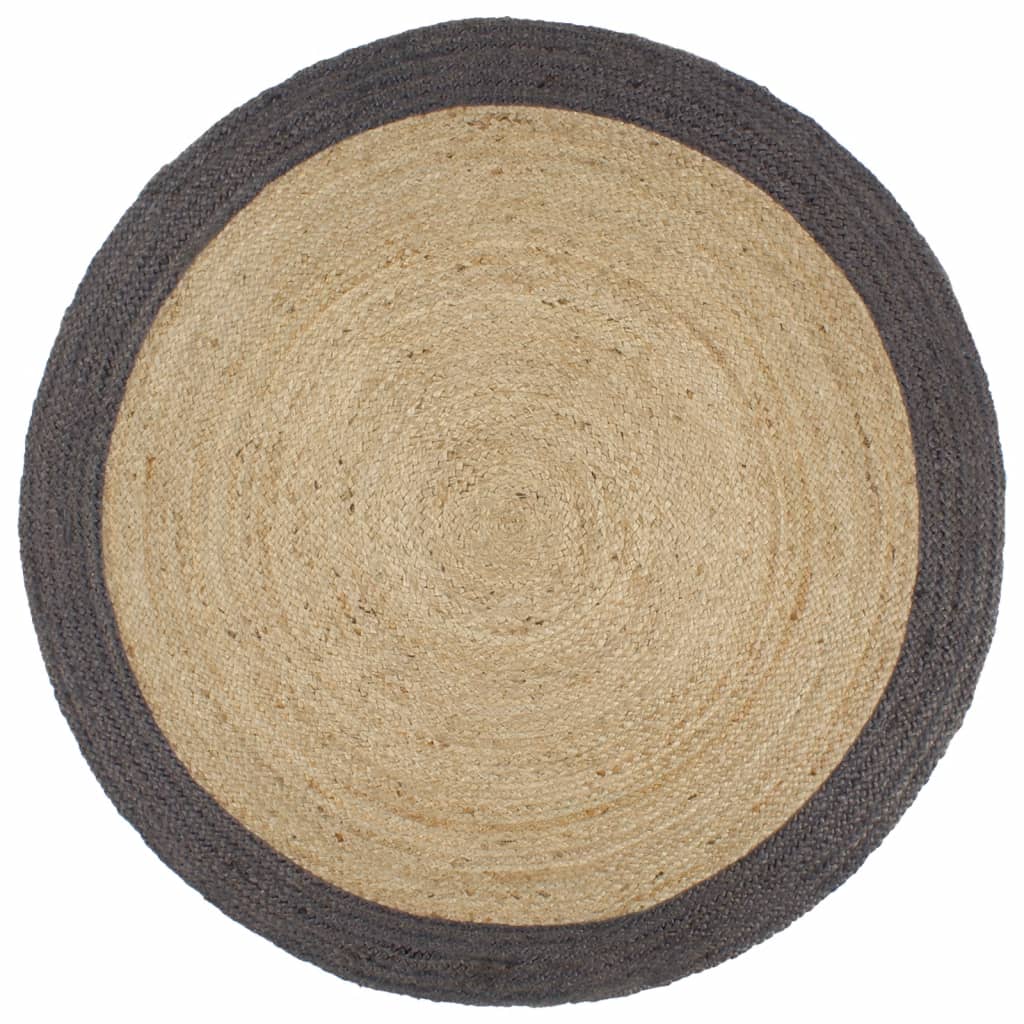 VidaXL-Teppich handgefertigt mit dunkelgrauem Rand 180 cm Jute
