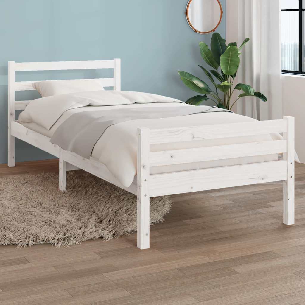 Vidaxl bedframe massief hout wit 100x200 cm