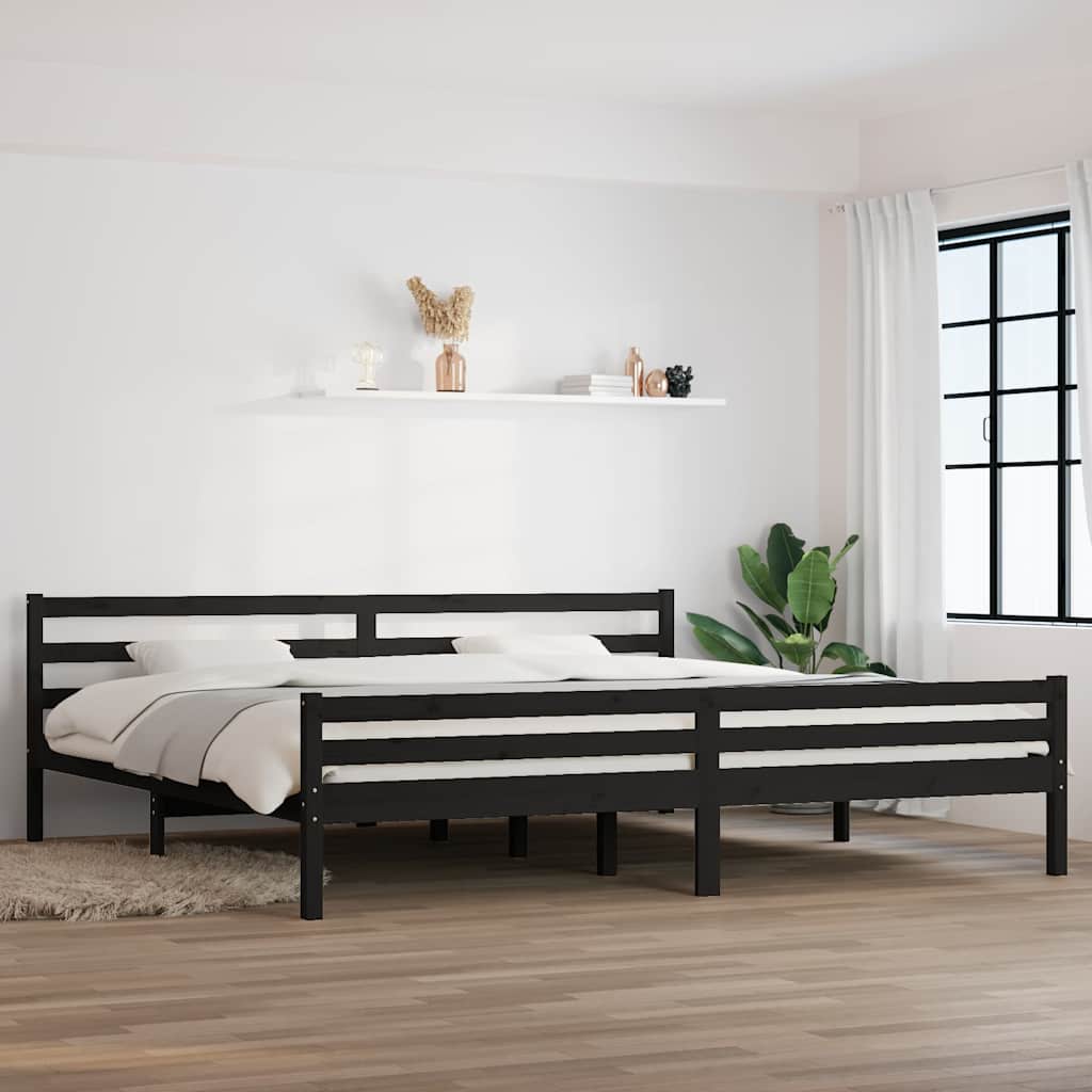Vidaxl bedframe massief hout zwart 200x200 cm