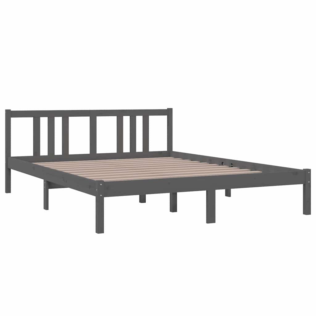 Vidaxl bedframe massief hout grijs 150x200 cm