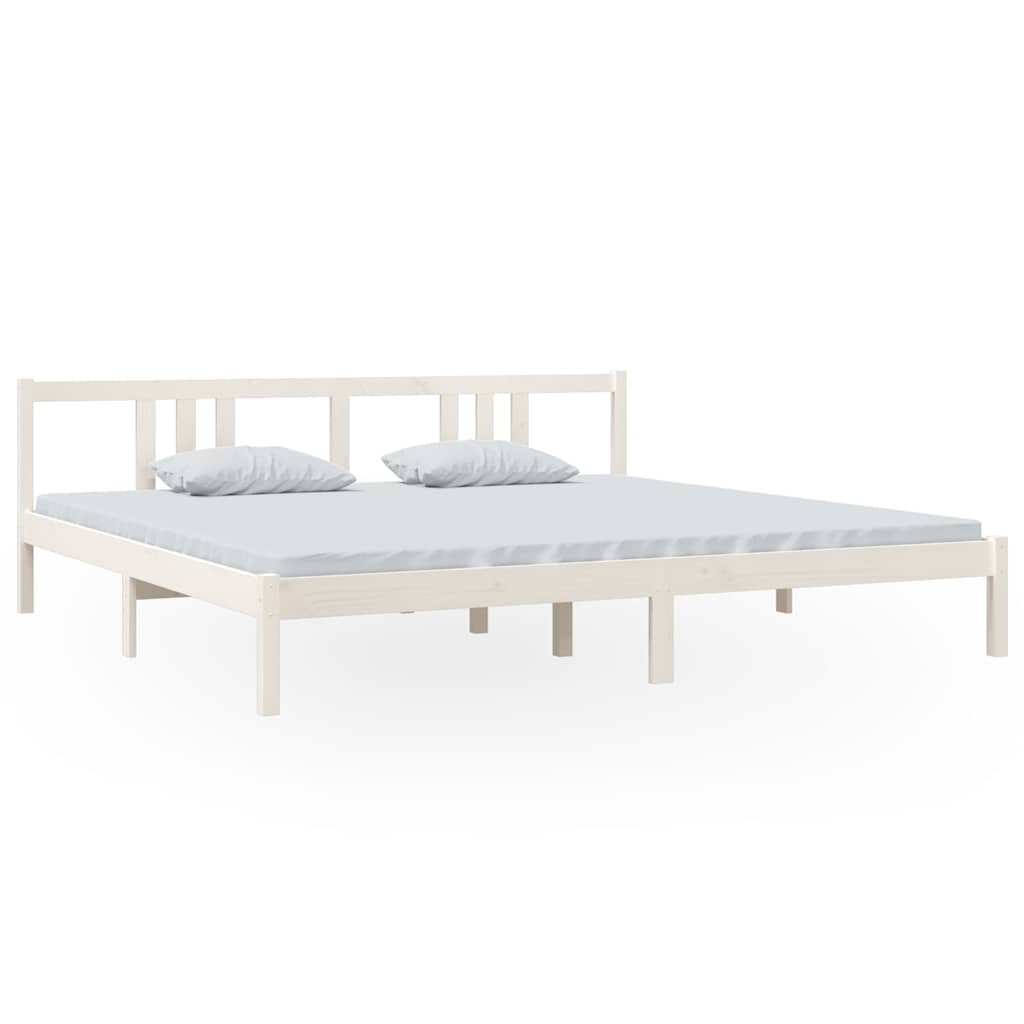 Vidaxl bedframe massief hout wit 200x200 cm