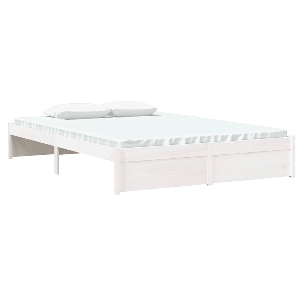 Vidaxl bedframe massief hout wit 135x190 cm