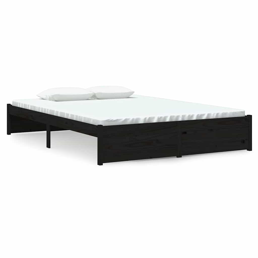 Vidaxl bedframe massief hout zwart 140x190 cm