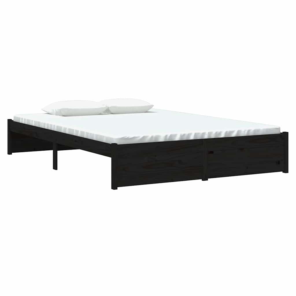 Vidaxl bedframe massief hout zwart 140x190 cm