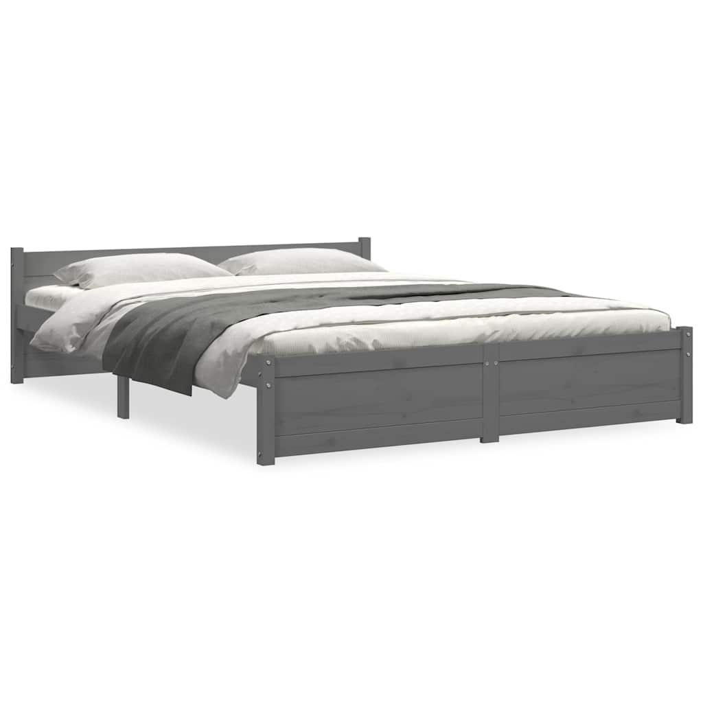 Vidaxl bedframe massief hout grijs 135x190 cm