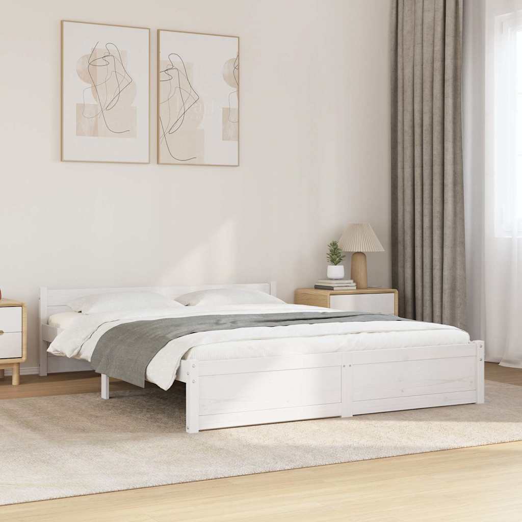 Vidaxl bedframe massief hout wit 140x200 cm