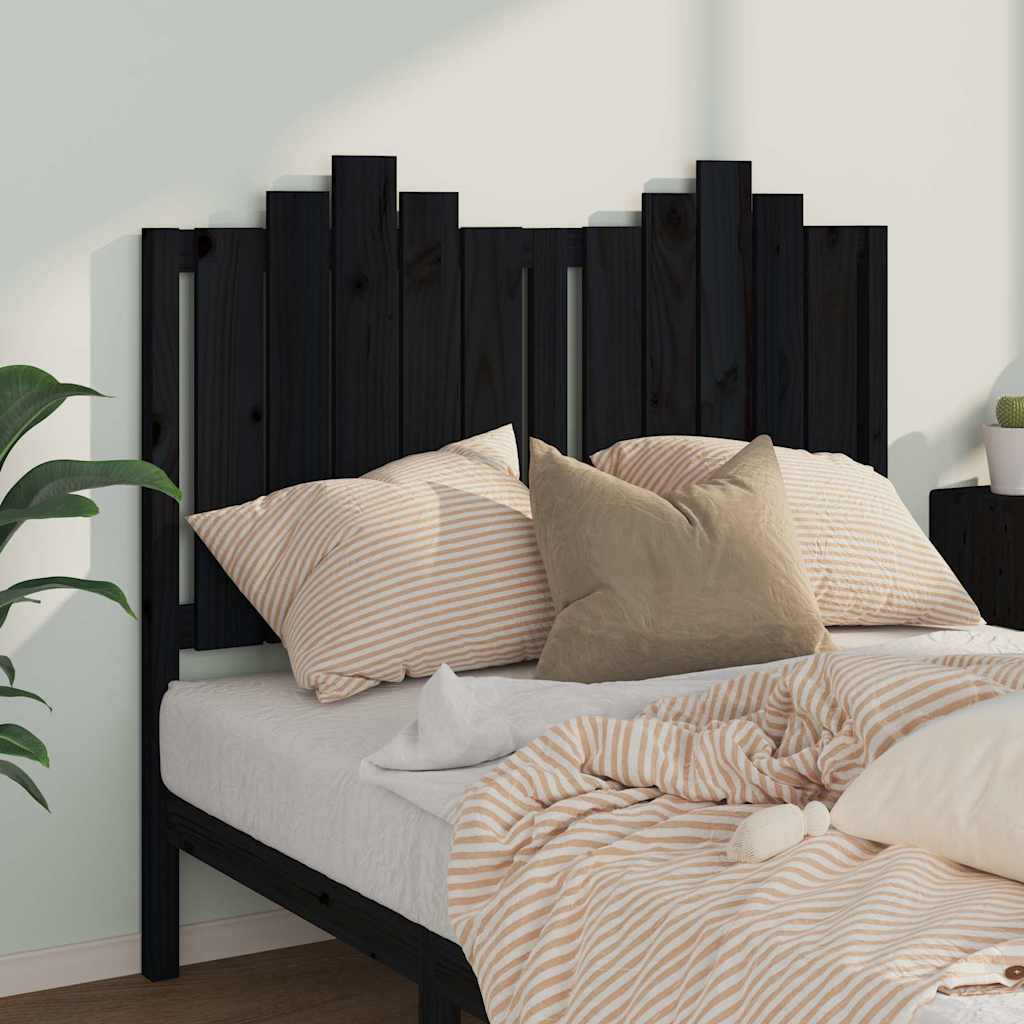 Vidaxl hoofdbord 126x6x110 cm massief grenenhout zwart