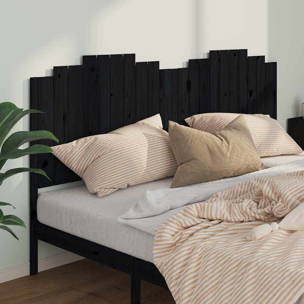 Vidaxl hoofdbord 206x4x110 cm massief grenenhout zwart