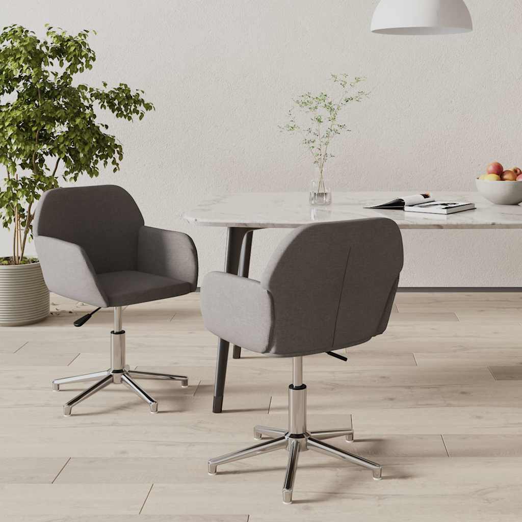Vidaxl eetkamerstoelen draaibaar 2 st stof lichtgrijs