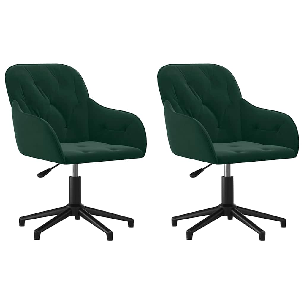 Vidaxl eetkamerstoelen draaibaar 2 st fluweel donkergroen