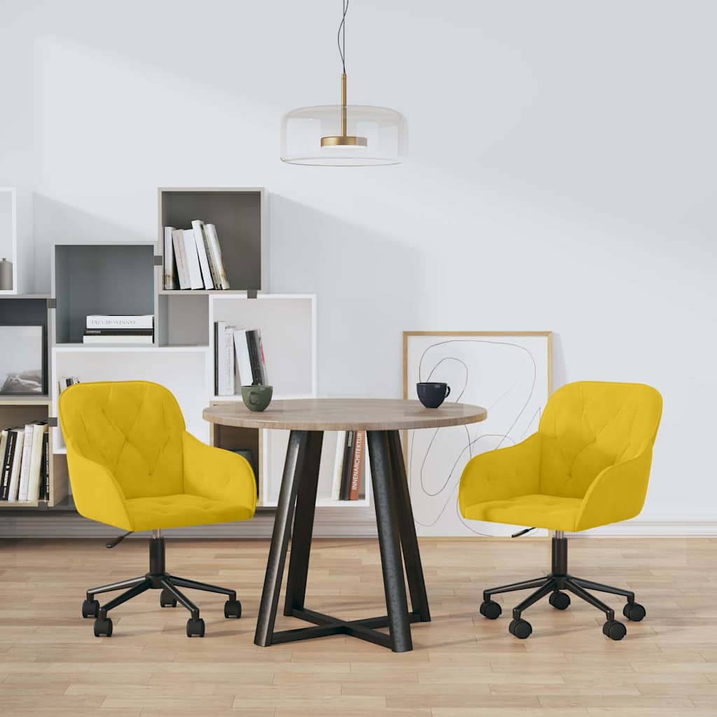 Vidaxl eetkamerstoelen draaibaar 2 st fluweel geel