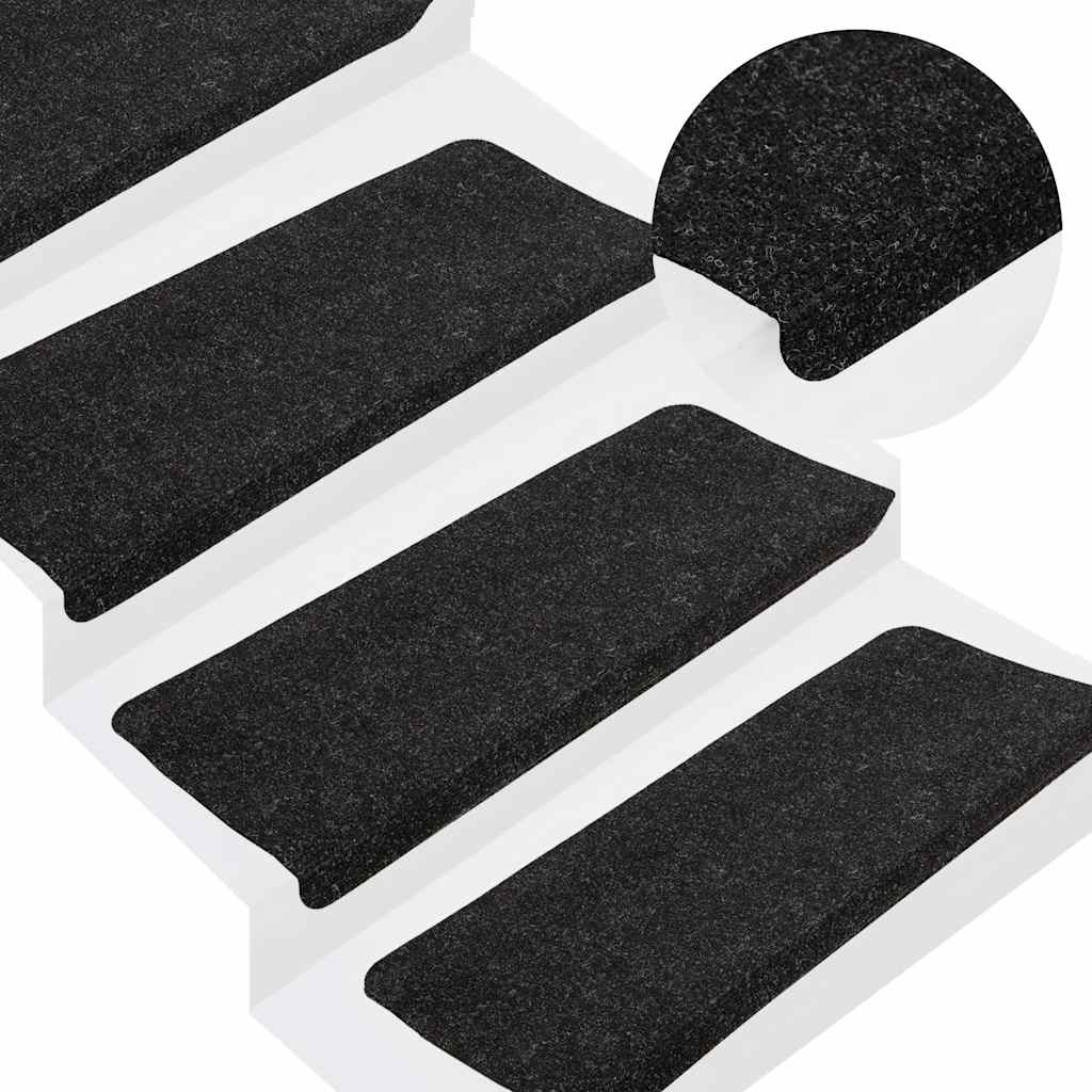 Vidaxl Treppenmatten Selbstadhäsiv 15 ST 65x24,5x3,5 cm Anthrazit -gelöscht