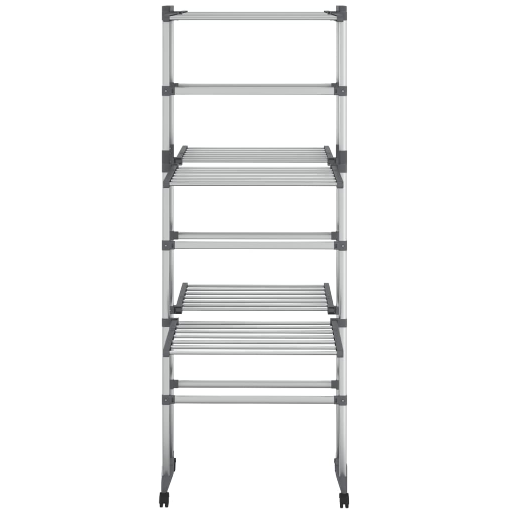 VidaXL Wäscheständer 3-lagig mit Rollen 60x70x129 cm silberfarben