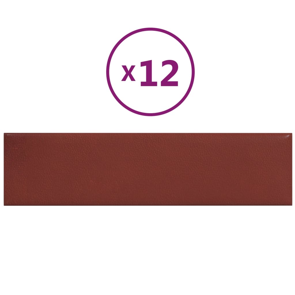 Vidaxl Wandpaneele 12 ST 1,08 m² 60x15 cm Künstlicher Lederwein rot