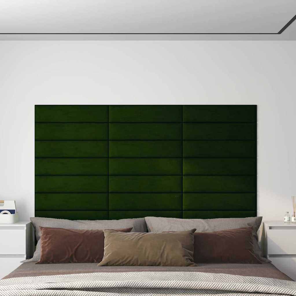 Vidaxl -Wandpaneele 12 ST 1,08 m² 60x15 cm Samt dunkelgrün