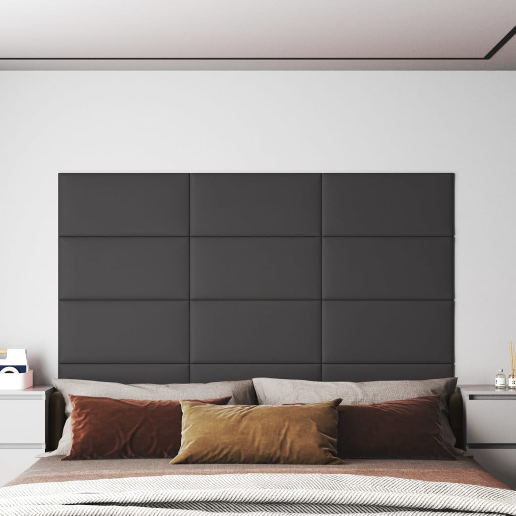 Vidaxl Wandpaneele 12 ST 2,16 m² 60x30 cm Künstliches Ledergrau grau
