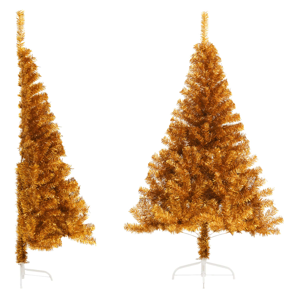 Vidaxl Kunstkerstboom Hälfte mit Standard mit einer goldenen Kappe von 120 cm