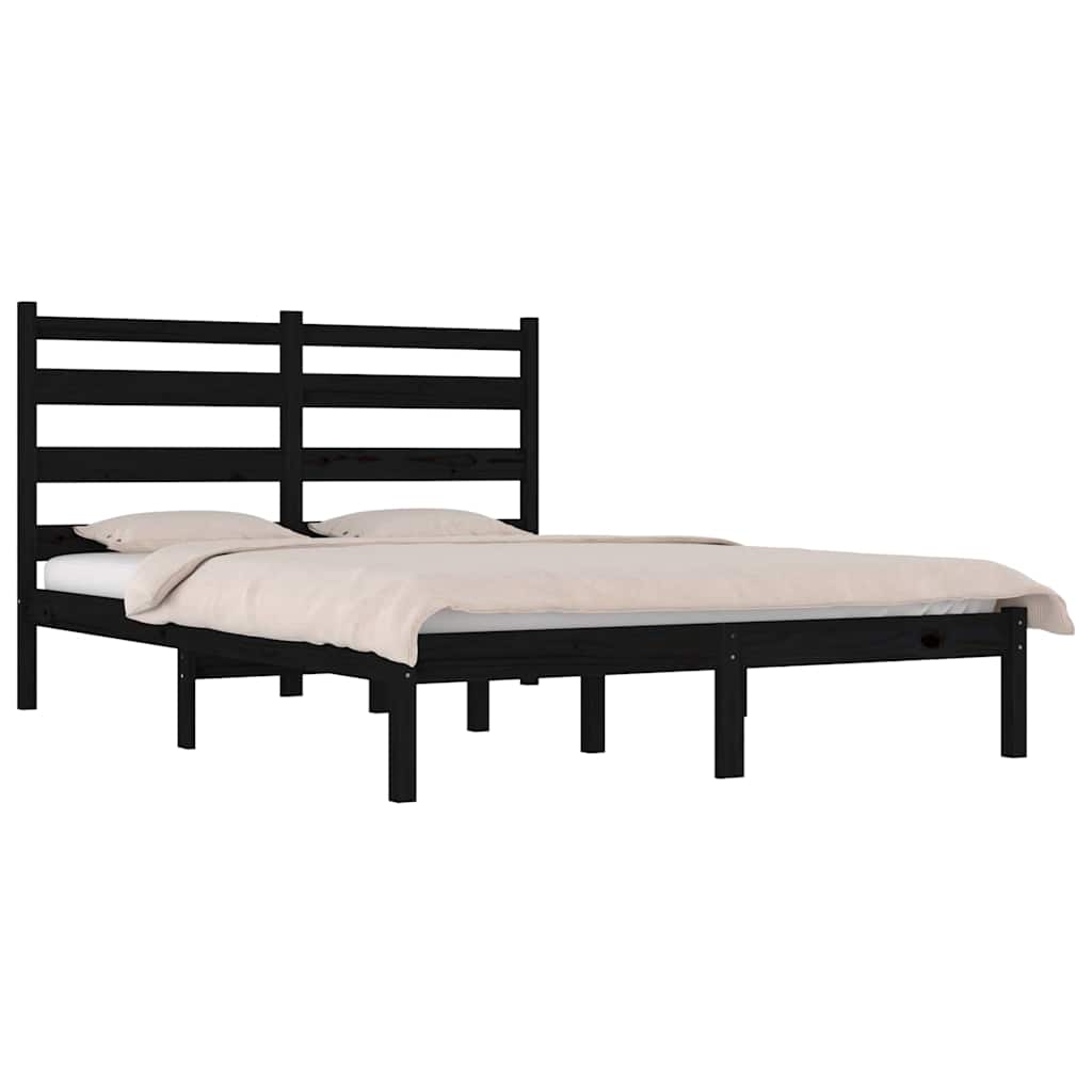 Vidaxl bedframe massief grenenhout zwart 200x200 cm