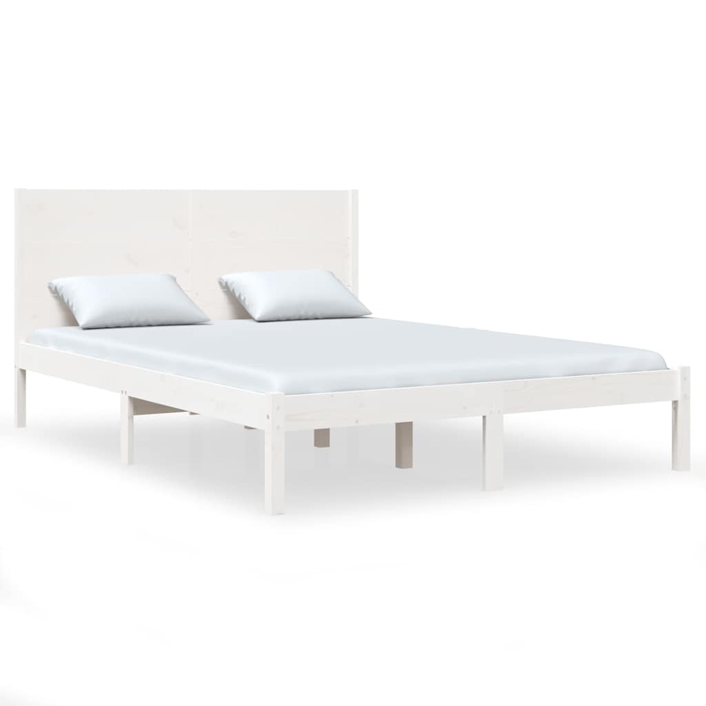 Vidaxl bedframe zonder matras massief grenenhout wit 140x190 cm