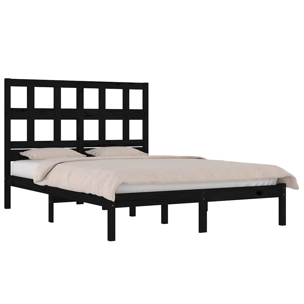 Vidaxl bedframe massief grenenhout zwart 140x190 cm