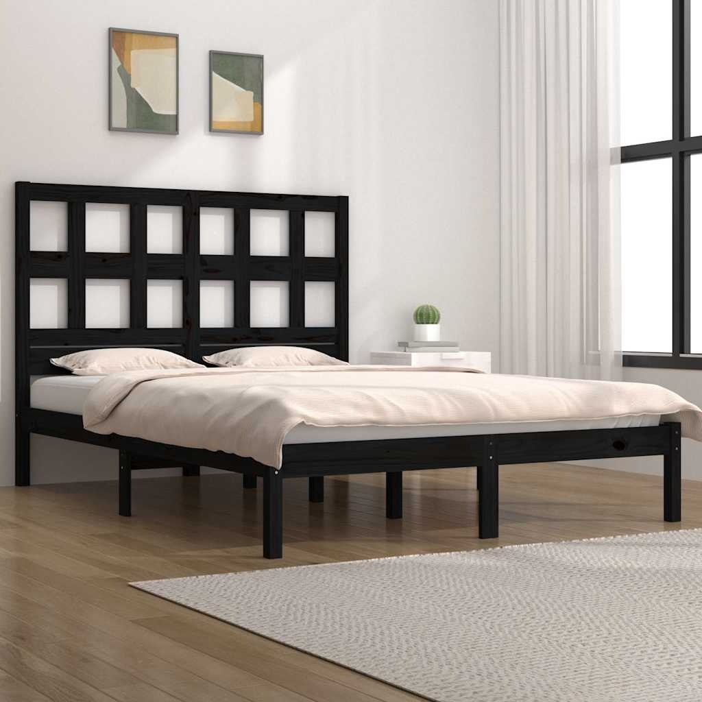 Vidaxl bedframe massief grenenhout zwart 140x190 cm