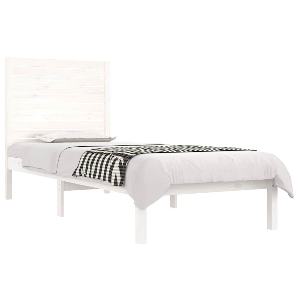Vidaxl bedframe massief hout wit 75x190 cm