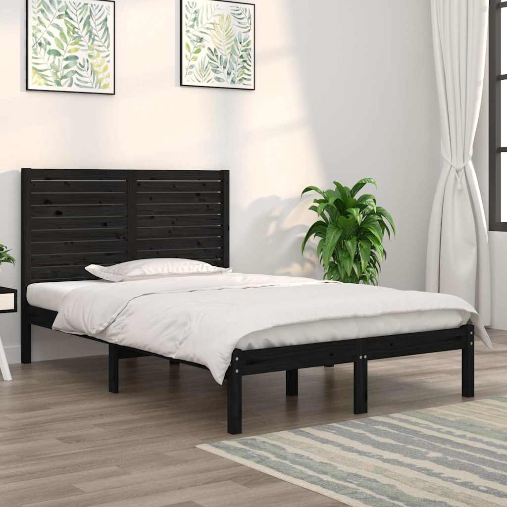 Vidaxl bedframe massief hout zwart 140x190 cm