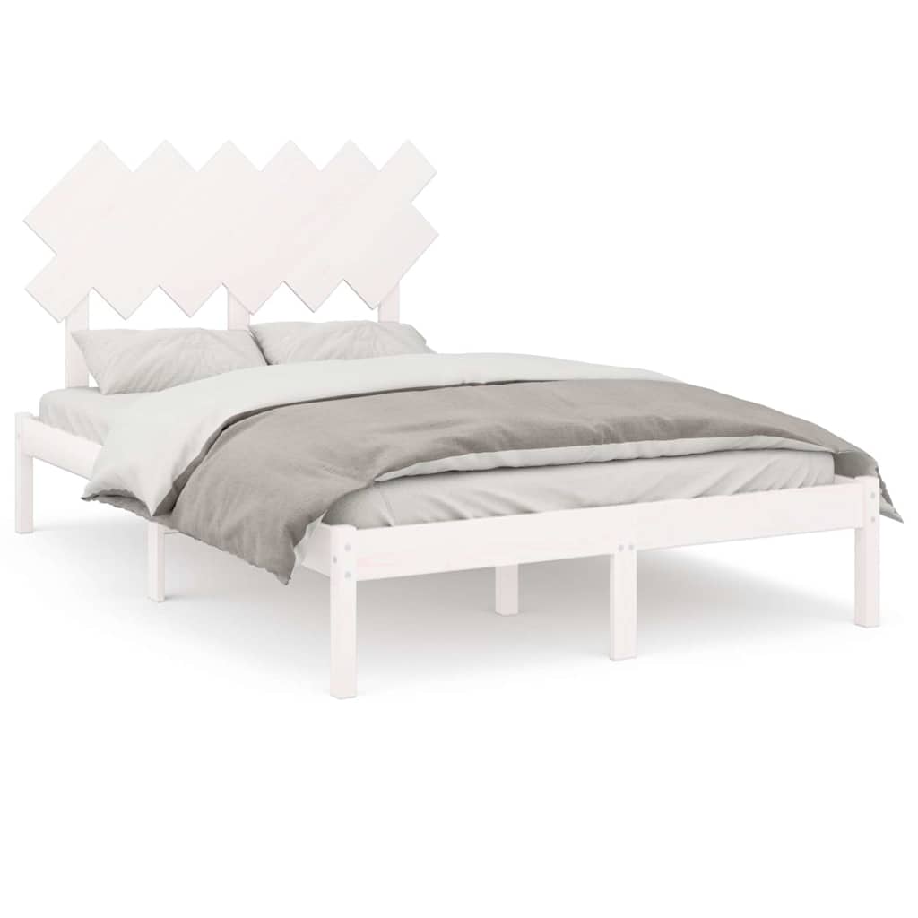 Vidaxl bedframe massief hout wit 135x190 cm