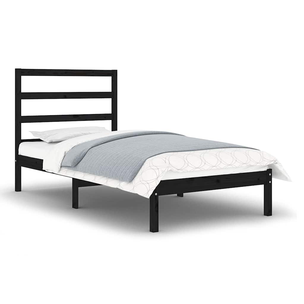 Vidaxl bedframe massief hout zwart 75x190 cm