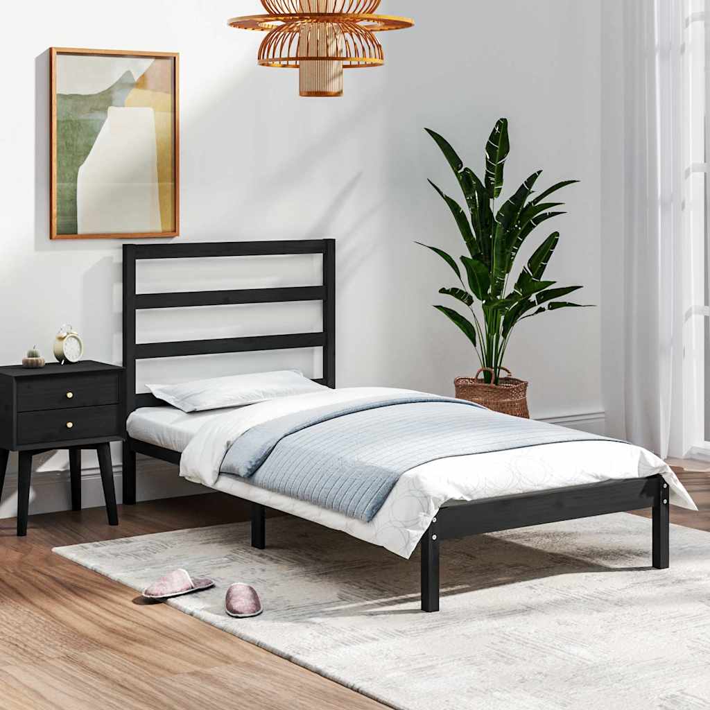 Vidaxl bedframe massief hout zwart 75x190 cm