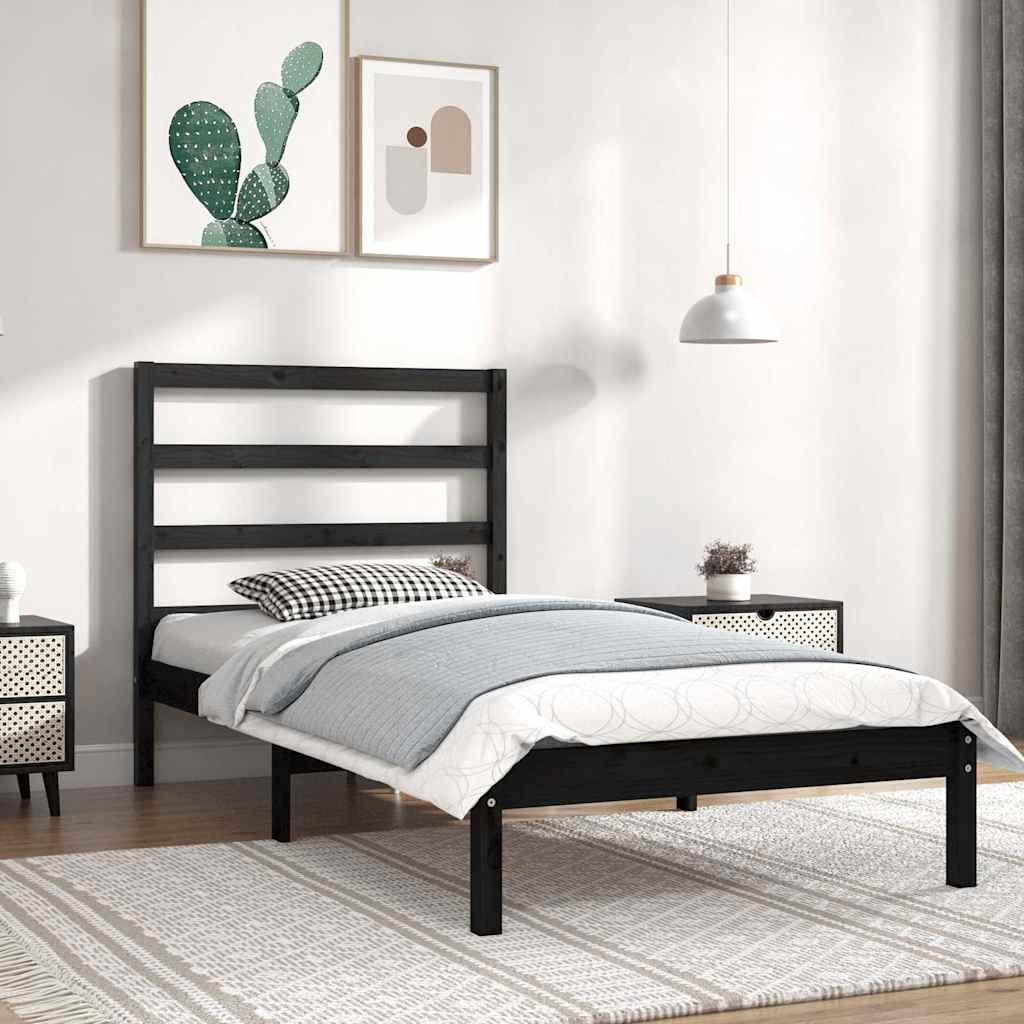 Vidaxl bedframe massief grenenhout zwart 100x200 cm