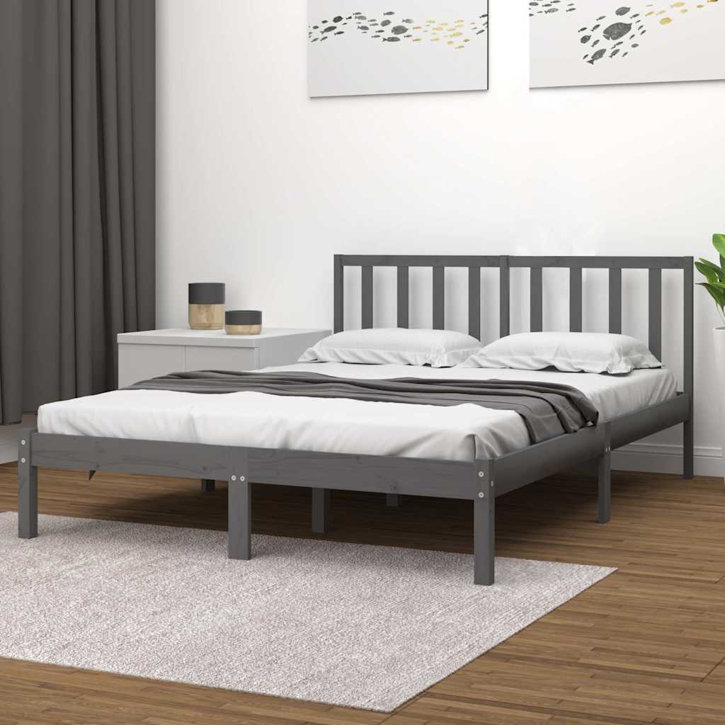 Vidaxl bedframe massief grenenhout grijs 200x200 cm