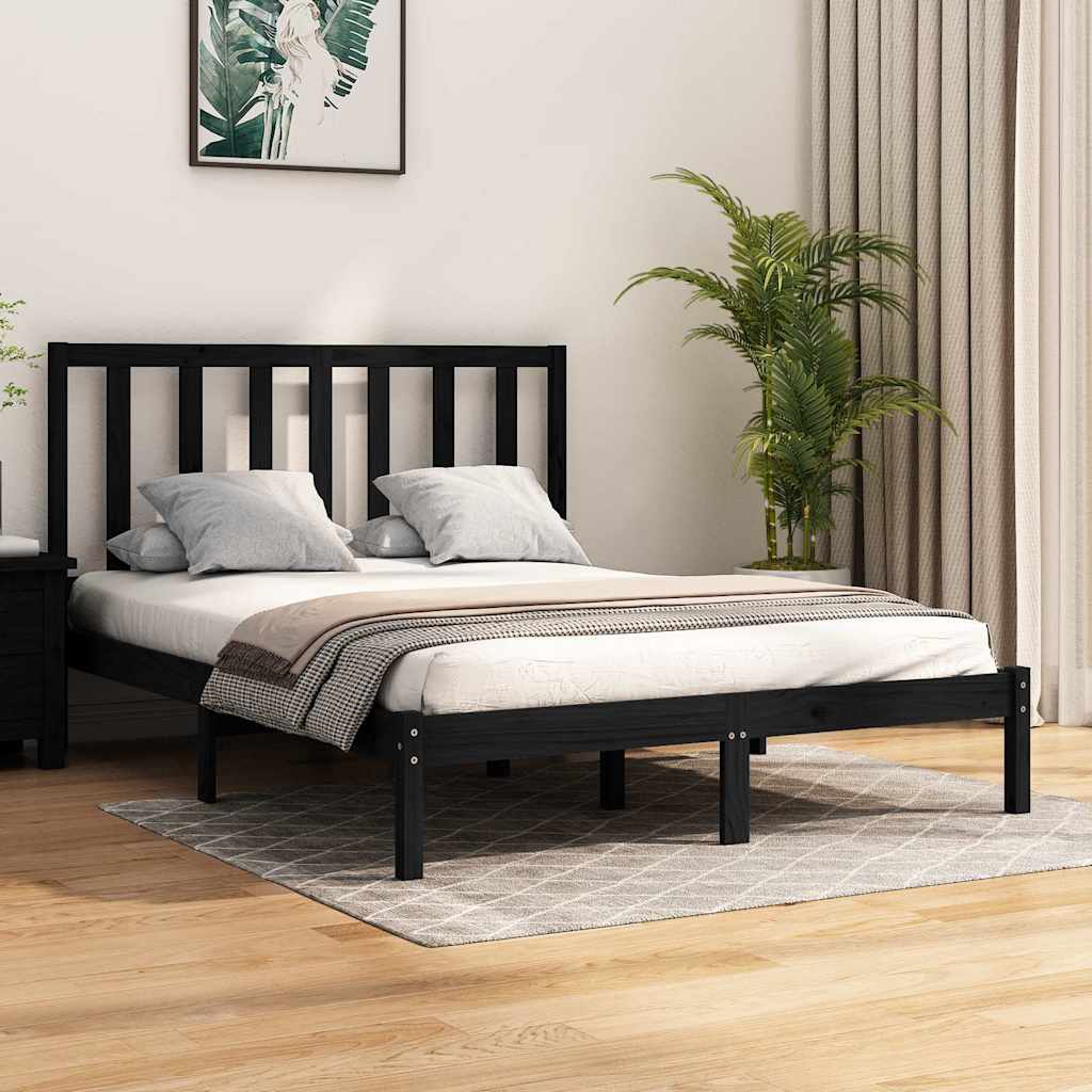 Vidaxl bedframe massief grenenhout zwart 140x190 cm