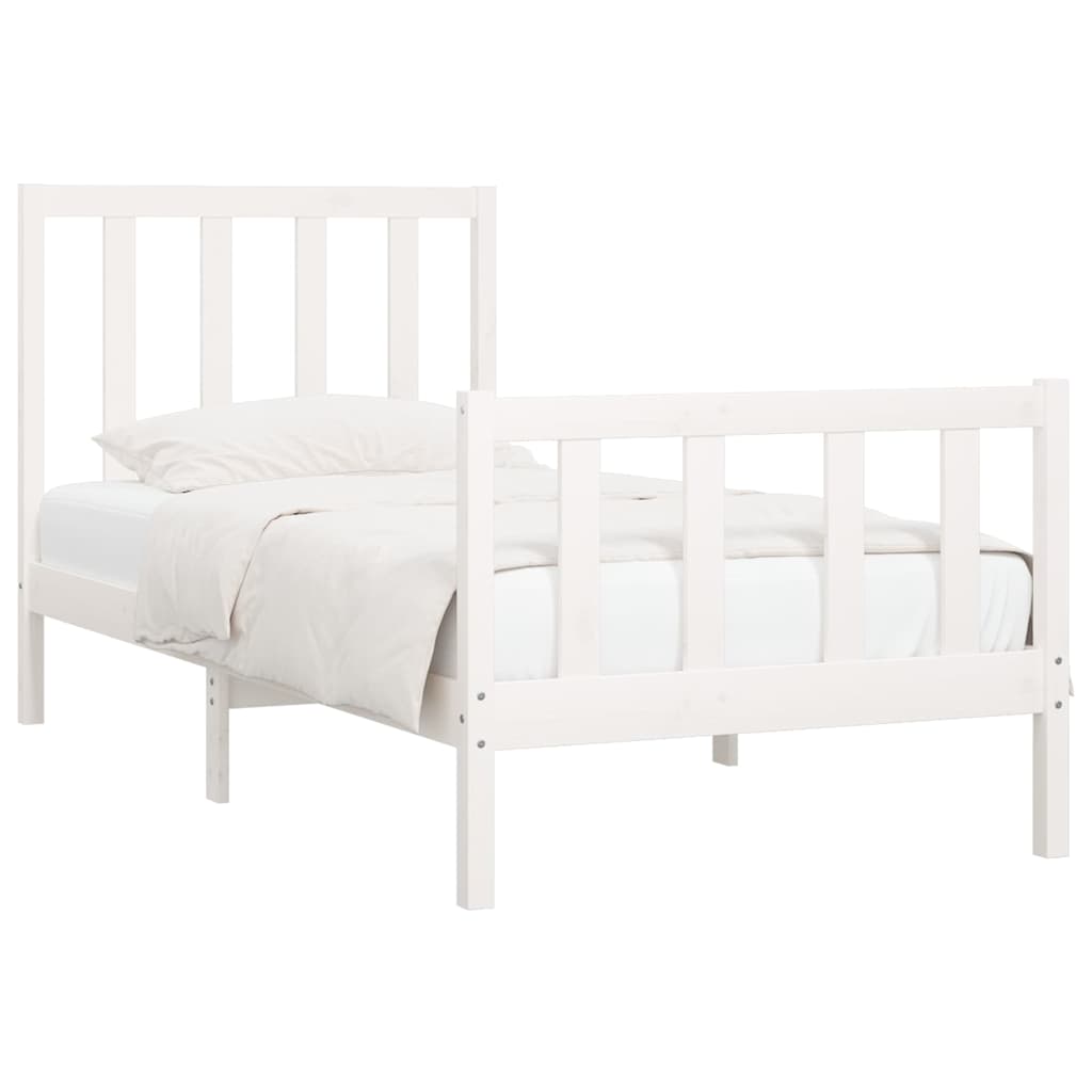 Vidaxl bedframe massief hout wit 75x190 cm