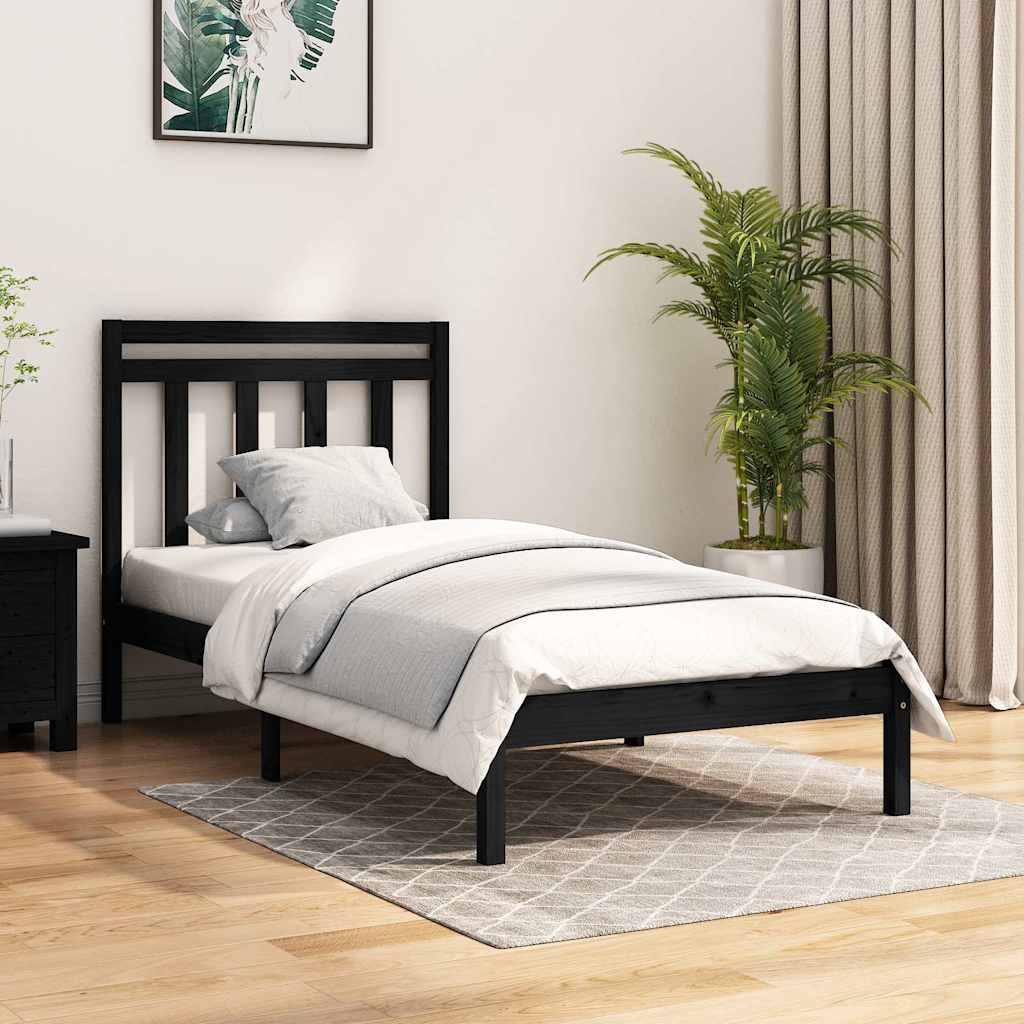 Vidaxl bedframe massief hout zwart 75x190 cm
