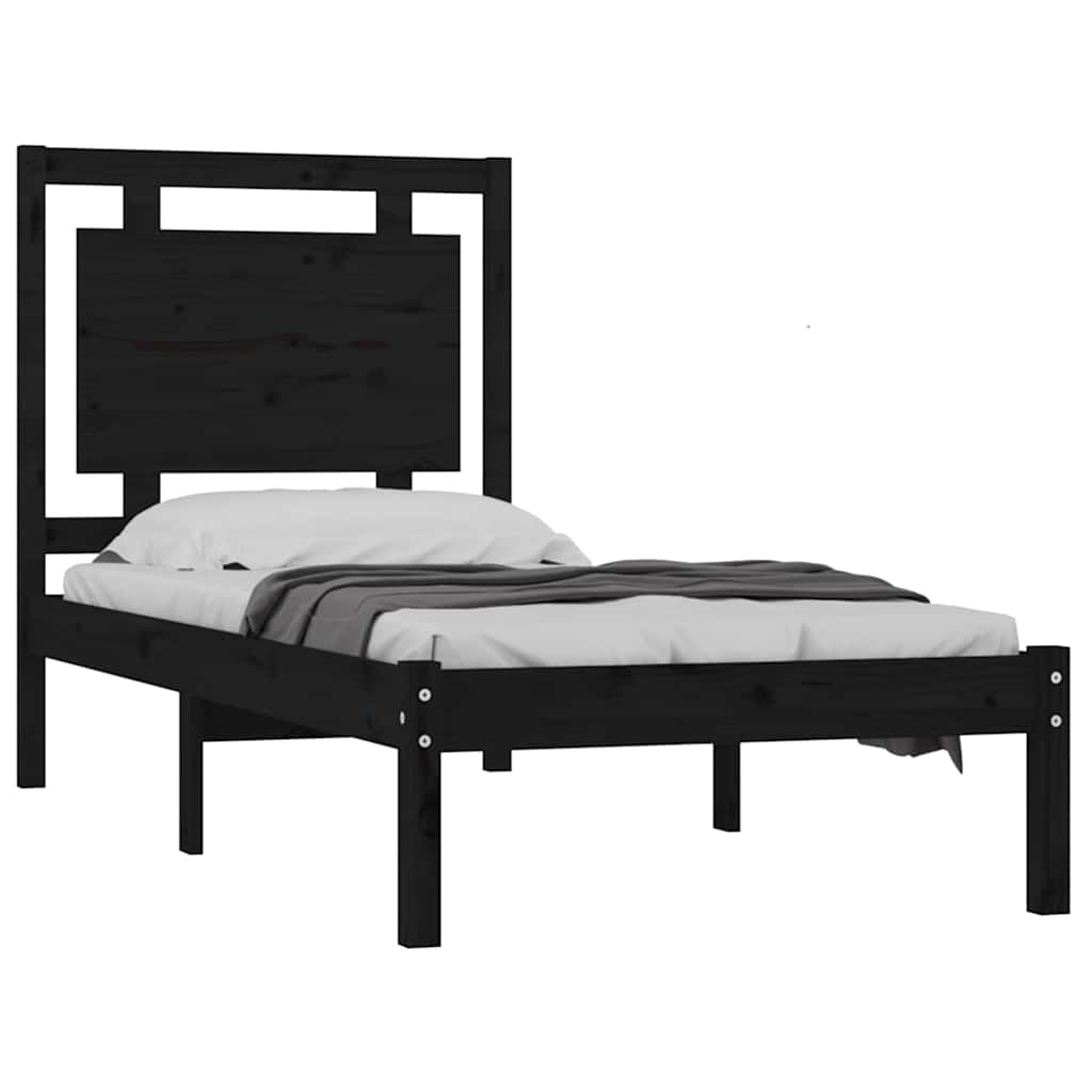 Vidaxl bedframe massief hout zwart 75x190 cm