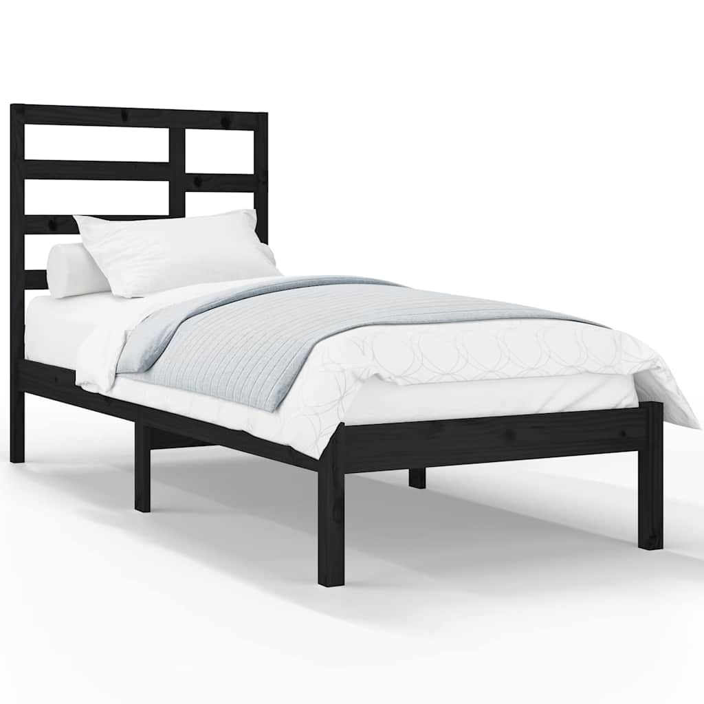 Vidaxl bedframe massief hout zwart 100x200 cm
