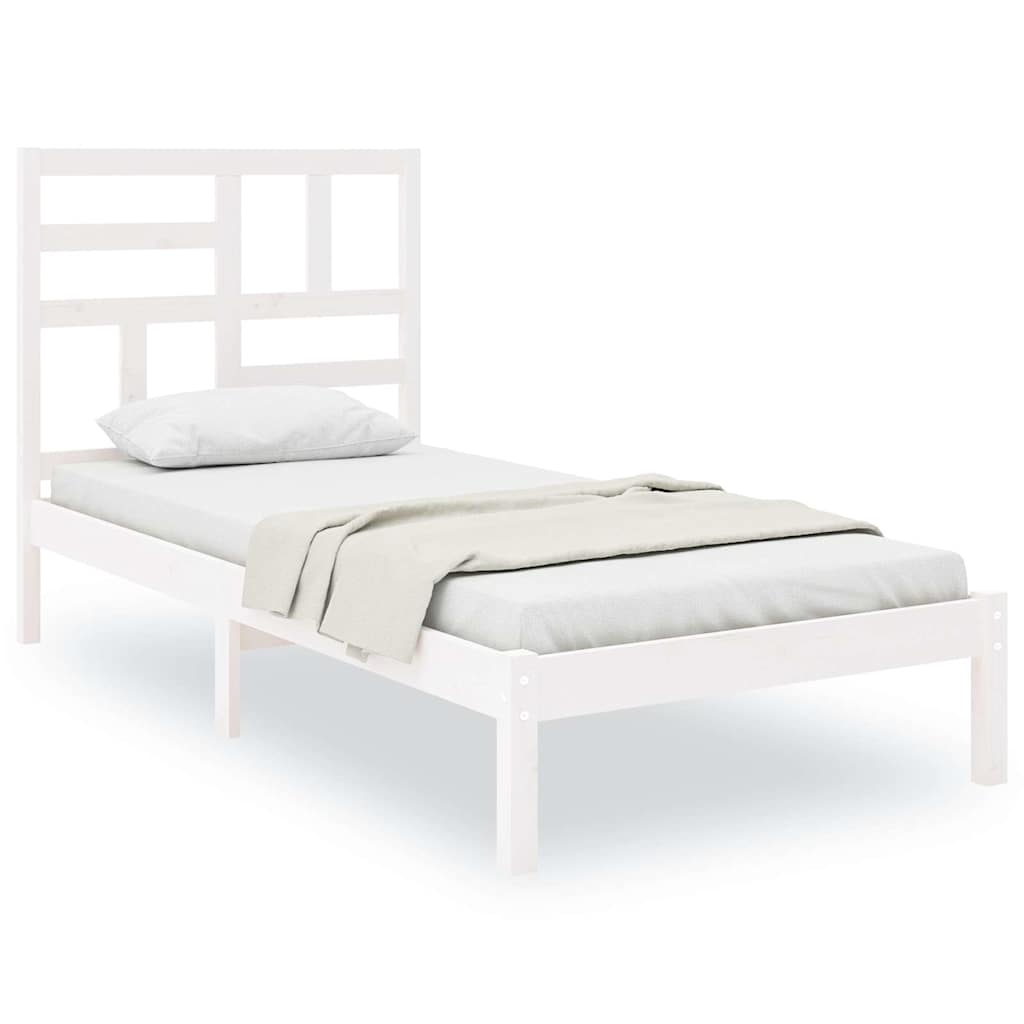 Vidaxl bedframe massief hout wit 75x190 cm