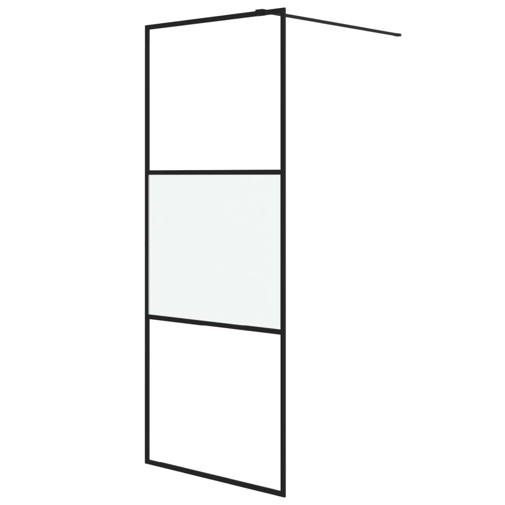 Vidaxl Walk-in Duschwand 80x195 cm Halbmat ESG Glass Schwarz