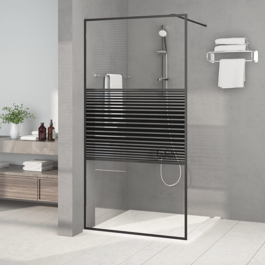 Vidaxx begehbare Duschabtrennung 100x195 cm transparentes ESG-Glas schwarz