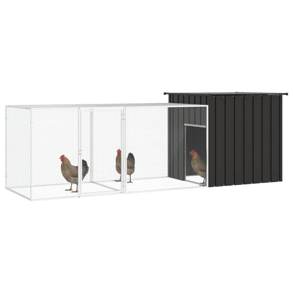 Vidaxl Chicken Coop 300x91x100 cm verzinkter Stahl -Anthrazit -Verschärfen