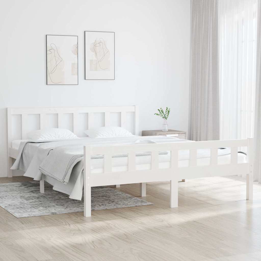Vidaxl bedframe massief hout wit 150x200 cm