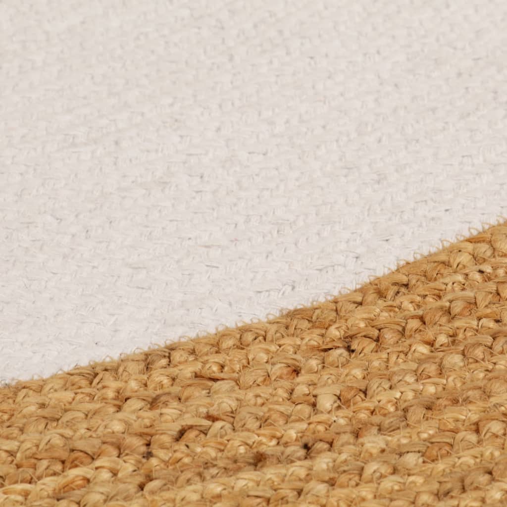 Vidaxl Teppich um geflochtene 150 cm Jute und Baumwoll weiß und natürlich