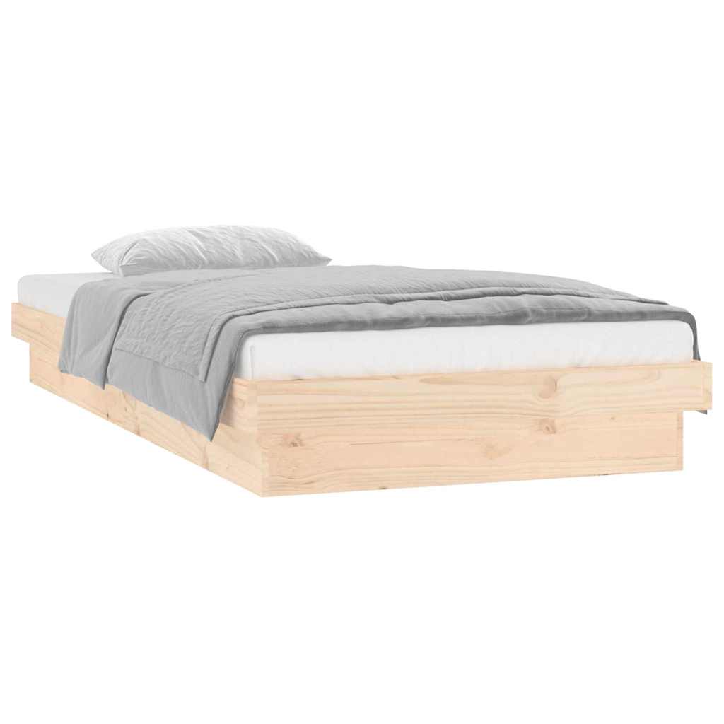 Vidaxl bedframe led massief hout 90x200 cm