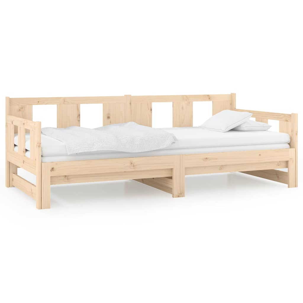 Vidaxl slaapbank uitschuifbaar massief grenenhout 2x(90x190) cm